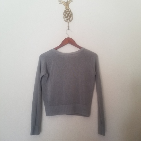 Mickey Mouse Gray Long Sleeve Crop Top Sweater - Picture 4 of 7